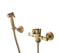 Bathtub Faucet Antique Copper Bathtub Simple Shower Faucet Hot and Cold Take a Shower Bathroom Mixing Valve Bamboo Festival Triple Suit Bathing Tap/B Full Moon,A