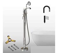 Bathtub faucet Black Bronze Waterfall Bathtub Faucet Single Handle Freestanding Tub Mixer Tap Floor Mounted Bath Shower Set with Handshower,Chrome D