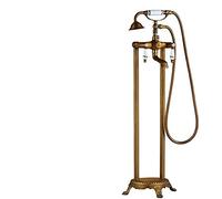 Bathtub faucet Dual Ceramic Handle Bathtub Faucet Standing Bathroom Tub Sink Faucet Floor Mounted Clawfoot Bath Shower Set with Handshower,Antique Brass D