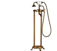 Bathtub faucet Dual Ceramic Handle Bathtub Faucet Standing Bathroom Tub Sink Faucet Floor Mounted Clawfoot Bath Shower Set with Handshower,Antique Brass B