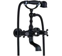 Bathtub Faucet Dual Handle Handheld Bath Shower Mixer Tap with Hand Shower Wall Mount Swivel Spout Tub Sink Mixer Faucet,Antique Brass B,Rome A,Black Bronze a