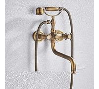 Bathtub Faucet Dual Handle Handheld Bath Shower Mixer Tap with Hand Shower Wall Mount Swivel Spout Tub Sink Mixer Faucet,Antique Brass B,Rome A,Long B