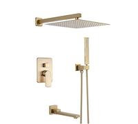 Bathtub Faucet Lifting Shower Set, Copper Wall-Mounted Bathtub Side Mixer Tap, Bathroom Single Handle Tub Filler with ABS Hand Shower, Chrome Plating Surface Interesting