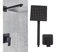 Bathtub Faucet Set,Shower System,Rain Shower Kit Square Single Handle in Wall Waterfall Shower Head Kit for Bathroom Home Black
