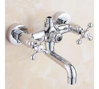 Bathtub Faucet Wall Mounted Brass Double Cold and Hot Water Chrome Plating