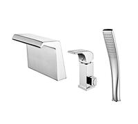 Bathtub Faucet Waterfall Bath Tap Single Handle Tub Mixer Tap With Handheld Shower Waterfall Tub Filler Brass Tub Tap Hot and Cold Water can be Adjusted, Chrome plated