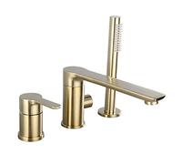Bathtub Faucet Widespread Tub Sink Mixer Tap Brushed Gold/Black Brass Bathroom Bath Shower Faucet with Hand Shower Head(Brushed Gold 3pcs)