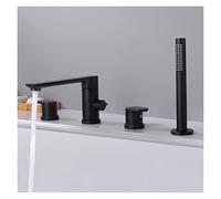 Bathtub Faucet Widespread Tub Sink Mixer Tap Brushed Gold/Black Brass Bathroom Bath Shower Faucet with Hand Shower Head(Black Style 2)