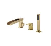 Bathtub Faucet Widespread Tub Sink Mixer Tap Brushed Gold/Black Brass Bathroom Bath Shower Faucet with Hand Shower Head(Light Grey)