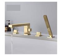 Bathtub Faucet Widespread Tub Sink Mixer Tap Brushed Gold/Black Brass Bathroom Bath Shower Faucet with Hand Shower Head(Brushed Gold Style 1)