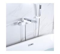 Bathtub Faucet with Handheld Shower Tub Filler Faucet Wall Mounted Bath Mixer Tap Rotatable Brass Bathtub Tap Single Handle Hot and Cold Water Tub and Shower Faucet,White (Chrome A)