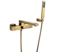 Bathtub Faucet with Handheld Shower Tub Filler Faucet Wall Mounted Bath Mixer Tap Rotatable Brass Bathtub Tap Single Handle Hot and Cold Water Tub and Shower Faucet,White (Chrome A)