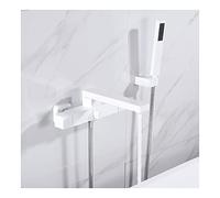 Bathtub Faucet with Handheld Shower Tub Filler Faucet Wall Mounted Bath Mixer Tap Rotatable Brass Bathtub Tap Single Handle Hot and Cold Water Tub and Shower Faucet,White (Chrome A)