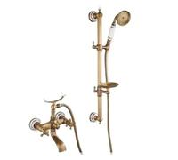 Bathtub Faucets Antique Bronze Bathroom Tub Mixer Faucet Ceramic Style Hand held Wall Mounted Shower(Faucet Set 8)