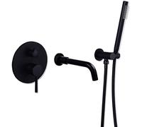 Bathtub Faucets Bath Shower Set Wall Brushed Gold Mounted Solid Brass Shower Taps Set Bathtub Mixer Tap Shower, Luxury Shower Set Decoration,Matte Black