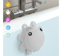 Bathtub Overflow Drain Cover - Silicone Bath Tub Drain Cover, Octopus Tub Overflow Drain Stopper with Suction Cups, Adds Inches of Water for Deeper Bath, Bathroom Spa Relaxing Accessory, Grey