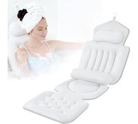 Bathtub pillow with removable lumbar support, 144 suction cups for optimal hold, ergonomic support for head, neck, and back for maximum relaxation (133 x 41 cm)