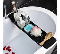 Bathtub Shelf Black | Bath Tray for Bathtub Tray Plastic Retractable Bath Shelf Caddy | Bath Table Tray | Black Bath Tray | Extendable Bath Tray