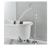 Bathtub Shower Set Floor Standing Round with Brass Hand Shower hot and Cold Faucet(Chrome A)