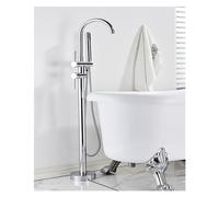 Bathtub Shower Set Floor Standing Round with Brass Hand Shower hot and Cold Faucet(Chrome B)