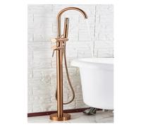 Bathtub Shower Set Floor Standing Round with Brass Hand Shower hot and Cold Faucet(Rose Gold B)