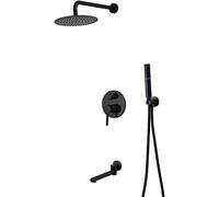 Bathtub Shower Systems Concealed Shower Set into The Wall Shower Three-Piece functionality with Embedded Box 10 inch Stainless Steel top Spray Durable Bathroom Fixtures Auspicious Clouds LWX