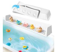 Bathtub Splash Guard for Tub Kids - Silicone Bathtub Water Guard with 11 Suction Cups, Play Shelf for Bathing, Toy Tray Caddy Holder for Tub Prevents Water Spills in Bathroom, Fun Bath Time Storage