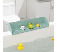 Bathtub Splash Guard for Tub, Silicone Tub Water Splash Guard with Suction Cups, Bath Toy Holder, Bath Toys Storage Tub for Kids, Bathtub Side Splash Guard Tray, Toddler Bathroom (Green,16in)