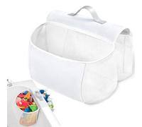 Bathtub Toy Organizer - Storage Holder, Saddle Shape Caddy for Tidying, High Capacity Bin, Flexible Resin Base with Drainage Holes, Waterplay Management Kit for Sorting Storing Drying