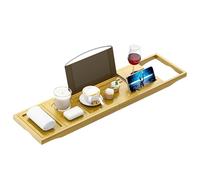 Bathtub Tray Caddy - Bath Tray Expandable - Bath Tub Table Tray Caddy - Bamboo Bath Tray for Tub