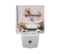 Bathtub Wooden Floorboard Night Light Dusk to Dawn Sensor LED Night Dimmable Nightlight Lights Plug into Wall for Bedroom