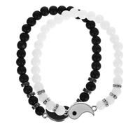 BATHVEVE 1 Pair Matching Yin Yang Bracelets for Couples Adjustable Beaded Friendship Wristbands with Exquisite Workmanship and Sturdy Alloy Stone Material, for Family Reunion or Wedding