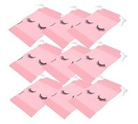 BATHVEVE 100pcs Pink Eyelash Drawstring Bags Portable Makeup Storage Pouch Durable Eva Organizer for Travel Party Use for Cosmetic Items and Accessories