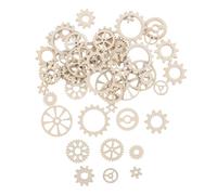 BATHVEVE 100Pcs Wooden Gear Cutouts Creative Beige Wood Craft Decorations Develops Logical Thinking Can Be Painted for Craft Projects and Present Choice