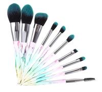 BATHVEVE 10pcs Cosmetic Brush Set with Transparent Diamond Handles Gradient Color Grey Ferrules Soft Black-blue Bristles for Foundation Eyeshadow and Blending Professional and Daily Makeup