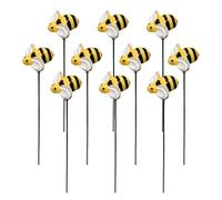 BATHVEVE 10pcs Decorative Bee Garden Stakes with Resin and Iron Material, Beautiful Lifelike Yellow Bee Shape for Garden and Patio Decor, Refreshing Nature Feel for Outdoor Gardening