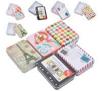 BATHVEVE 10pcs Rectangular Storage Tinplate Box Decorative Metal Case for Easter Biscuit Candy Organizing Box
