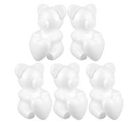 BATHVEVE 10pcs White Foam Heart and Bear Shape Moulds for DIY Crafts, 20cm Bear and 10cm Heart Models, Art Supplies for Party Decoration and Floral Arranging