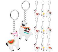 BATHVEVE 12 Pieces Cartoon Alpaca Key Chains Pvc Key Fobs Set with Assorted Colours Cute Pendant and Bag Accessories Present for Family