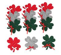 BATHVEVE 12pcs Christmas Felt Wallets Four Leaf Clover Design Compact Cash Card Holders Red Green Gray Small Portable Holiday Shopping Travel