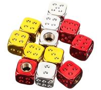BATHVEVE 12pcs Dice Shape Tyre Valve Caps for Valve Stem, Made of Abs and Copper, Easy Installation and Prevents Air Leaks, Suitable for Vehicle Use