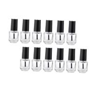 BATHVEVE 12pcs Transparent Nail Polish Bottles with Electroplated Aluminum Caps and Glass Brushes Refillable Touch Up Containers for DIY Nail Gel Storage and Mixing for Salons and Personal