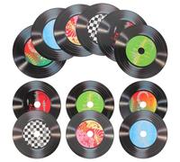 BATHVEVE 12pcs Vinyl Record Wall Decor Set for Coffee Shop and Study, Tear Resistant Retro Style Wall Stickers with Double Sided Tape, Safe and Artistic Vinyl Records for Home and Music