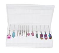 BATHVEVE 13pcs Nail Drill Bit Kit for Manicure and Pedicure, High Strength Tungsten Steel and Emery Material with Excellent Cutting Performance, for Nail Doing at Home or Salon