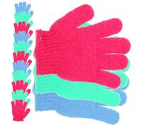 BATHVEVE 14pcs Exfoliating Bath Gloves Five Fingered Shower Towels for Deep Skin Scrub and Back Massage for Men Women and Students Multi Colored Yellow White Purple Green Orange Pink Rosy