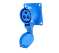 BATHVEVE 16a Motorhome Socket with 3-pin Panel Mounted Design, Blue Pp Material Caravan Electrical Plug Socket for Secure Installation and Space-saving Use on Trailer and Camper