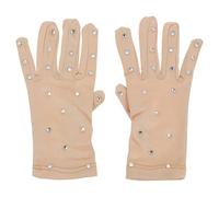 BATHVEVE 1pair Elastic Figure Skating Gloves for Breathable Performance Anti-skid Gloves with Transparent Rhinestones Stylish and Comfortable for Ice Skating Shows and Practice