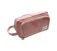 BATHVEVE 1Pc Capacity Stationery Storage Bag Creative Pen Pouch for Students Teachers Portable Canvas Organizer Pink for School Office Travel