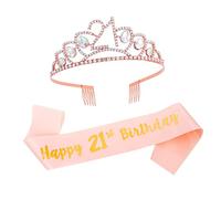 BATHVEVE 1Set Creative Birthday Sash and Rhinestone Tiara Set for Stunning Shoulder Strap Accessory for Party Celebrations for Photos and Memorable Moments