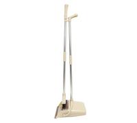 BATHVEVE 1set Household Stainless Steel Broom and Dustpan Kit with Windproof Pan and Built Hair Comb Space-Saving Floor Cleaning Tool for Indoor Office Lobby and Narrow Corner Storage